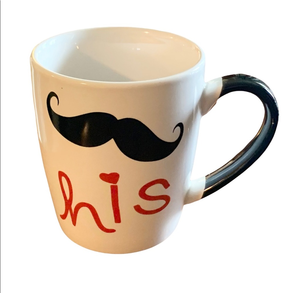 H 4” x Botton 3” x W 3.5” HIS with a Mustachio Coffee Mug